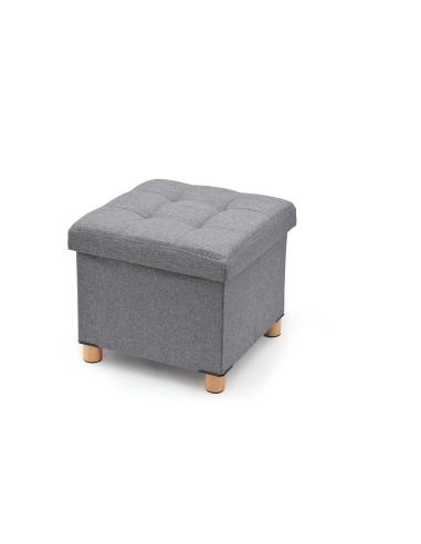 Puf almacenaje gris con patas de madera 38x38x34cm 8001410077288 83518 DOMO PACK LIVING