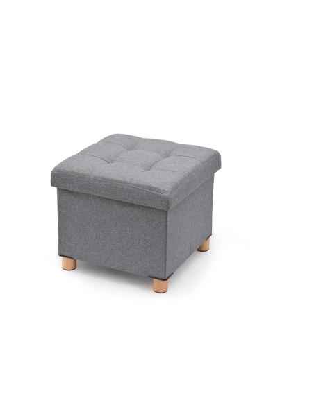 Puf almacenaje gris con patas de madera 38x38x34cm 8001410077288 83518 DOMO PACK LIVING