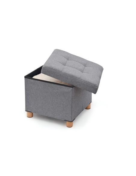 Puf almacenaje gris con patas de madera 38x38x34cm 8001410077288 83518 DOMO PACK LIVING