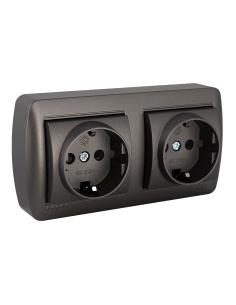 Base fija doble 2p+t, 16a 250v~. de superficie. serie mural 8423220263499 43186 SOLERA