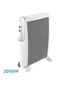 Radiador De Mica Imperial 2000w 2elem Blanco/plata 2 Potencias Antivuelco,termostato,c/ruedas 66x48,5x23cm
