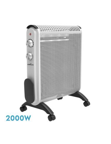 Radiador De Mica Condor 2000w 2elementos Blanco/gris 2potencias,antivuelco,termostato,c/ruedas Y Asa 52x46x25cm