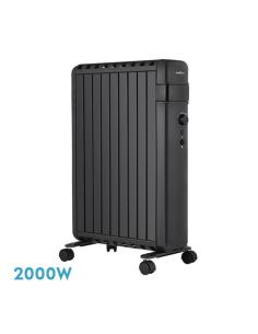 Radiador Aceite Polonia 2000w Negro Aletas Cerradas 9elementos 3Potencias Antivuelco Prot.seguridad 63,5x45x24,5 Cm