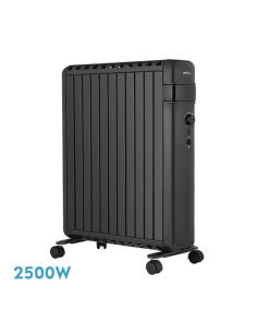 Radiador Aceite Polonia 2500w Negro Aletas Cerradas 11elementos 3potencias Antivuelco Protec.segurid.63,5x52,5x24,5cm