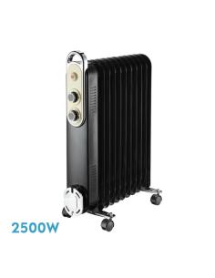 Radiador Aceite Amarantus 2500w 11elementos Negro/beis 3potencias Antivuelco Termostato Reg. Seguridad Asa 62,5x48x24cm