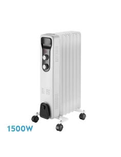Radiador Aceite Brasilia 1500w 7elementos Blanco/negro 3potencias Antivuelco Termostato Reg.seguriadad Asa 59,5x33x24cm