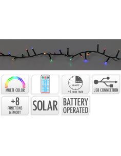 Guirnalda led 8 funciones centelleante multicolor, ip44, solar. basics 8721037211741 72502 BASICS