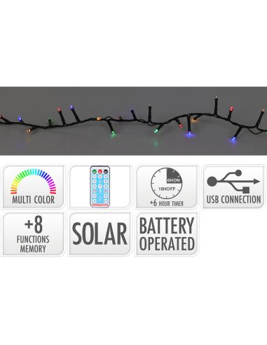 Guirnalda led 8 funciones centelleante multicolor, ip44, solar. basics 8721037211741 72502 BASICS