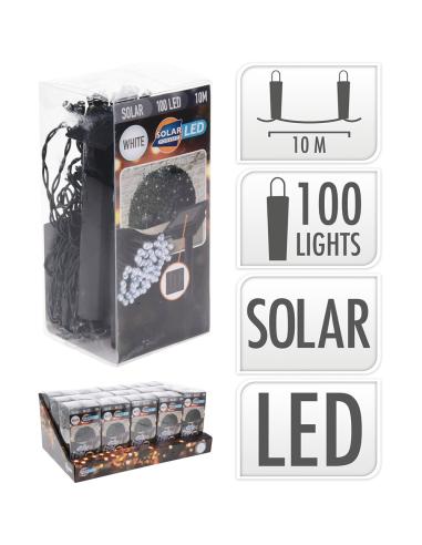 Guirnalda led, blanco calido, ip44, 100 leds, solar, 10m. basics 8720573805230 72508 BASICS