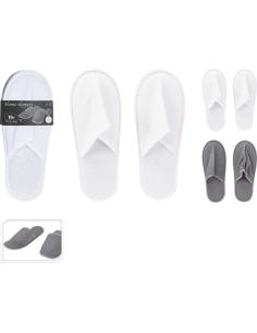 Pantuflas rizo, blancas/grises, poliester, talla unica s/m. basics 8720573913317 72519 BASICS
