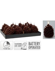 Vela led efecto llama con forma de piña, marron,13cm. basics 8720573755900 72528 BASICS