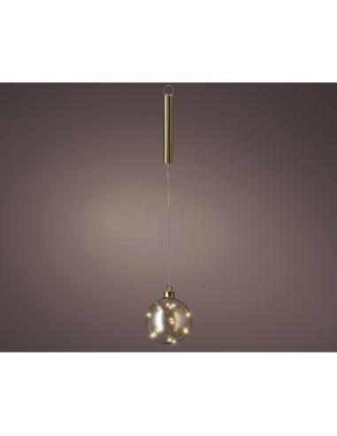 Bola colgante de cristal microled, dorada, ø10cm. lumineo 8720194721711 72564 LUMINEO