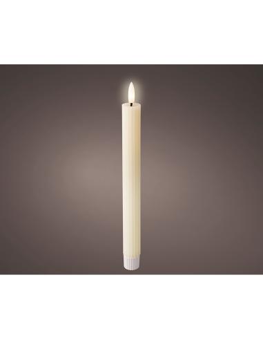 Pack de 2 unidades de vela de cera led, color beige lisa ø2,2x24,5cm, lumineo 8720725786608 72630 LUMINEO