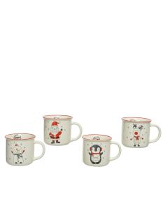 Taza de porcelana con motivos navideños, 4 modelos. basics 8720194584224 72647 BASICS