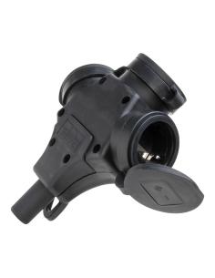 Base aerea triple 2p+t goma con tapa 16a 250v negro. kopp 4008224667128 42120 KOPP