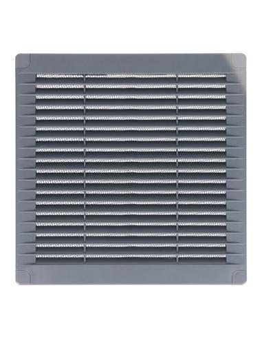Rejilla ventilación cuadrada con tapones y mosquitera 100x100x7mm abs gris 8425998877014 87701 EDM