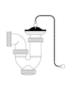 Sifon curvo extensible 1" 1/2" con cadena y tapon 8425998015935 01593 MIRTAK 2