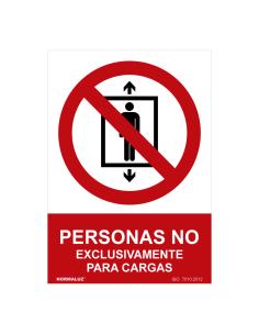 Señal prohibido "personas no, exclusivamente para cargas" (pvc 0.7mm) 30x40cm normaluz 8422838129821 08983 NORMALUZ