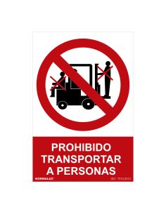 Señal prohibido "prohibido transportar a personas" (pvc 0.7mm) 30x40cm normaluz 8422838129982 08987 NORMALUZ