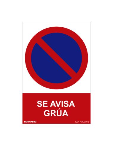 Señal prohibido "se avisa grua" (pvc 0.7mm) 30x40cm normaluz 8422838130162 08991 NORMALUZ