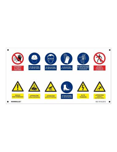Cartel obra múltiple horizontal pvc 0,4mm 500x900mm normaluz 8422838006993 09021 NORMALUZ