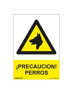 Señal peligro precaución perros pvc 0,7mm 210x300mm normaluz 8422838127810 09028 NMZ
