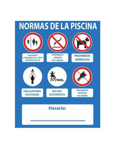 Cartel normas piscina pvc 0,4mm 500x400mm normaluz 8422838009598 09038 NMZ