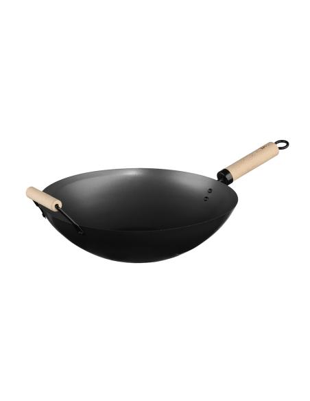 Wok de acero ø35cm con mango de madera y asa. 3560238522455 76549 SECRET OF GOURMET