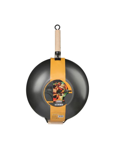 Wok de acero ø35cm con mango de madera y asa. 3560238522455 76549 SECRET OF GOURMET