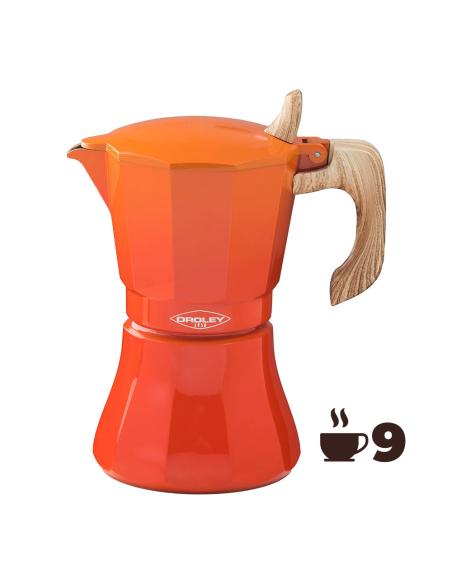 Cafetera de aluminio de 9 tazas mod: "petra" color naranja oroley 8413956952200 78674 OROLEY