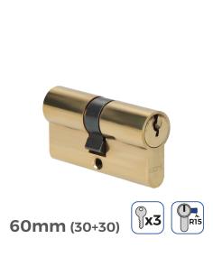 Bombin de laton 60mm (30+30mm) leva larga r15 con 3 llaves de serreta incluidas edm 8425998851625 85162 EDM