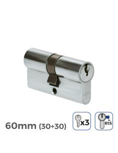 Bombin niquel 60mm (30+30mm) leva larga r15 con 3 llaves de serreta incluidas edm 8425998851717 85171 EDM