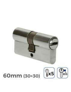 Bombin niquel 60mm (30+30mm) leva larga r15 con 5 llaves seguridad incluidas edm 8425998851748 85174 EDM