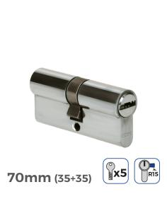 Bombin niquel 70mm (35+35mm) leva larga r15 con 5 llaves seguridad incluidas edm 8425998851762 85176 EDM