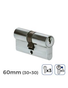 Bombin niquel 60mm (30+30mm) leva corta r13 con 3 llaves de serreta incluidas edm 8425998851779 85177 EDM