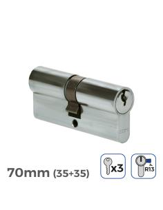 Bombin niquel 70mm (35+35mm) leva corta r13 con 3 llaves de serreta incluidas edm 8425998851793 85179 EDM