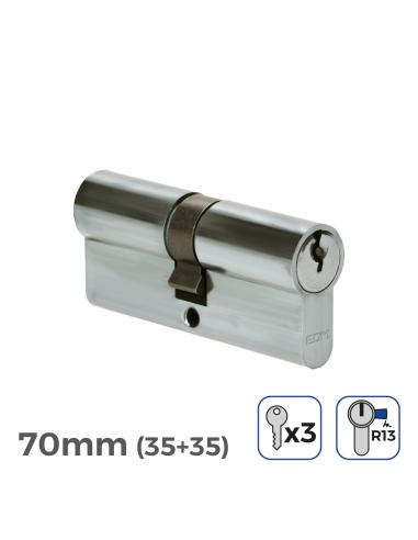 Bombin niquel 70mm (35+35mm) leva corta r13 con 3 llaves de serreta incluidas edm 8425998851793 85179 EDM