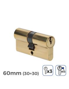 Bombin de laton 60mm (30+30mm) leva corta r13 con 3 llaves de serreta incluidas edm 8425998851830 85183 EDM