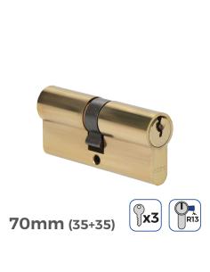 Bombin de laton 70mm (35+35mm) leva corta r13 con 3 llaves de serreta incluidas edm 8425998851854 85185 EDM