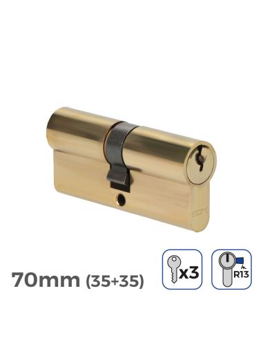 Bombin de laton 70mm (35+35mm) leva corta r13 con 3 llaves de serreta incluidas edm 8425998851854 85185 EDM