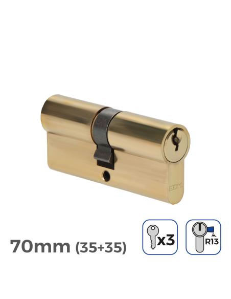 Bombin de laton 70mm (35+35mm) leva corta r13 con 3 llaves de serreta incluidas edm 8425998851854 85185 EDM