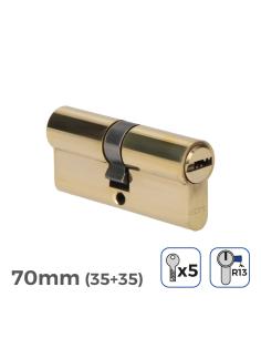 Bombin de laton 70mm (35+35mm) leva corta r13 con 5 llaves de seguridad incluidas edm 8425998851892 85189 EDM