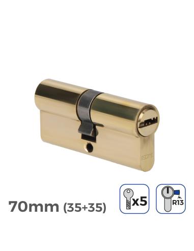 Bombin de laton 70mm (35+35mm) leva corta r13 con 5 llaves de seguridad incluidas edm 8425998851892 85189 EDM