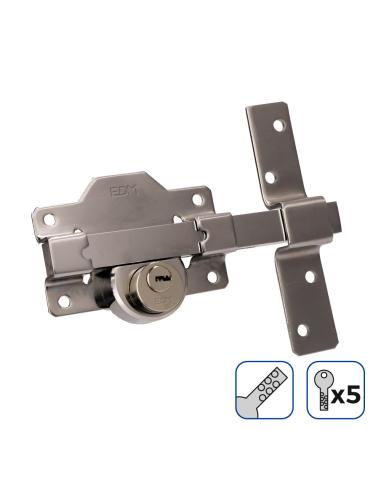 Cerrojo de seguridad color níquel incluye 5 llaves de seguridad edm 8425998851915 85191 EDM