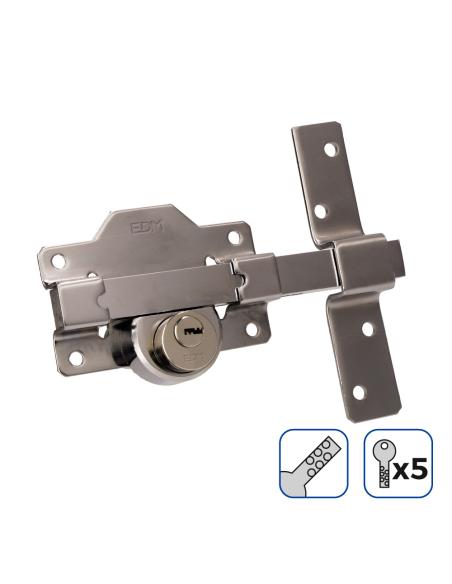 Cerrojo de seguridad color níquel incluye 5 llaves de seguridad edm 8425998851915 85191 EDM