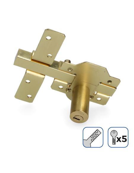 Cerrojo de superficie color dorado con cilindro redondo seguridad y pestillo apertura edm 8425998851977 85197 EDM