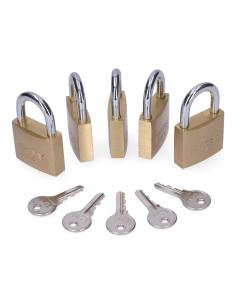 Pack 5 candados de laton arco normal 5 llaves iguales 40x23mm edm 8425998852455 85245 EDM