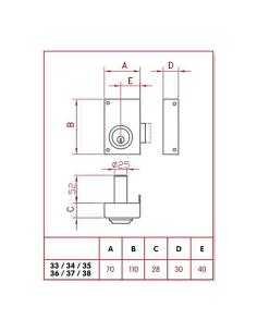 Cerradura de sobreponer golpe y llave. izquierda jis 35-7i jis 8422463035726 88570 JIS 2