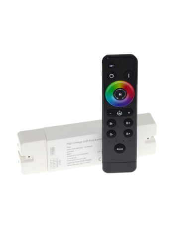 CONTROLADOR + MANDO PARA TIRA LED 220 RGBW