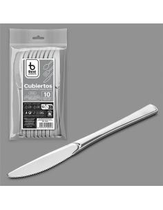 Cuchillo reutilizable 20 cm, plata. 10 unidades 8424345100546 29011 BEST PRODUCTS